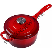 Enameled Cast Iron Covered Sauce Pot, Pan with Lid, Slow Cook Enamel Self-Basting Cookware