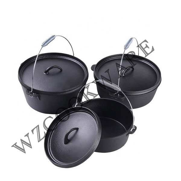 Pre-Seasoned Cast Iron Dutch Oven with Flanged Lid Iron Cover