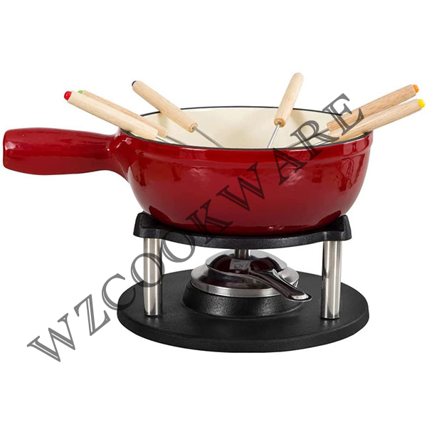 Enameled Cast Iron Cheese Fondue Set,Cast Iron Meat/cheese/chocolate Fondue Set