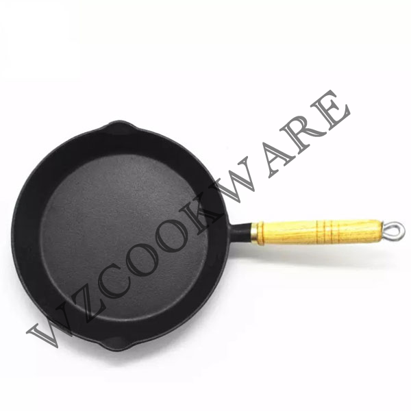 Cast Iron Frying Pan with Wooden Handle