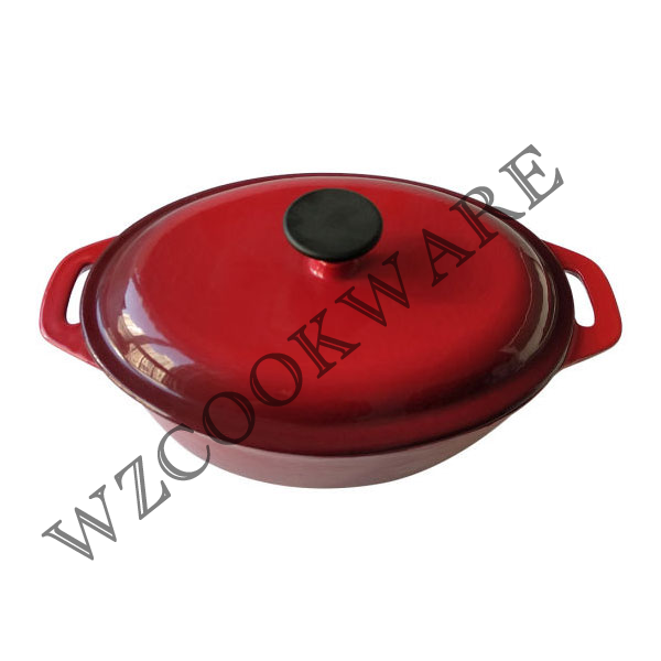 Enameled Cast Iron Dutch Oven and Covered Casserole Dish Cookware Set with Dual Handles and Lids