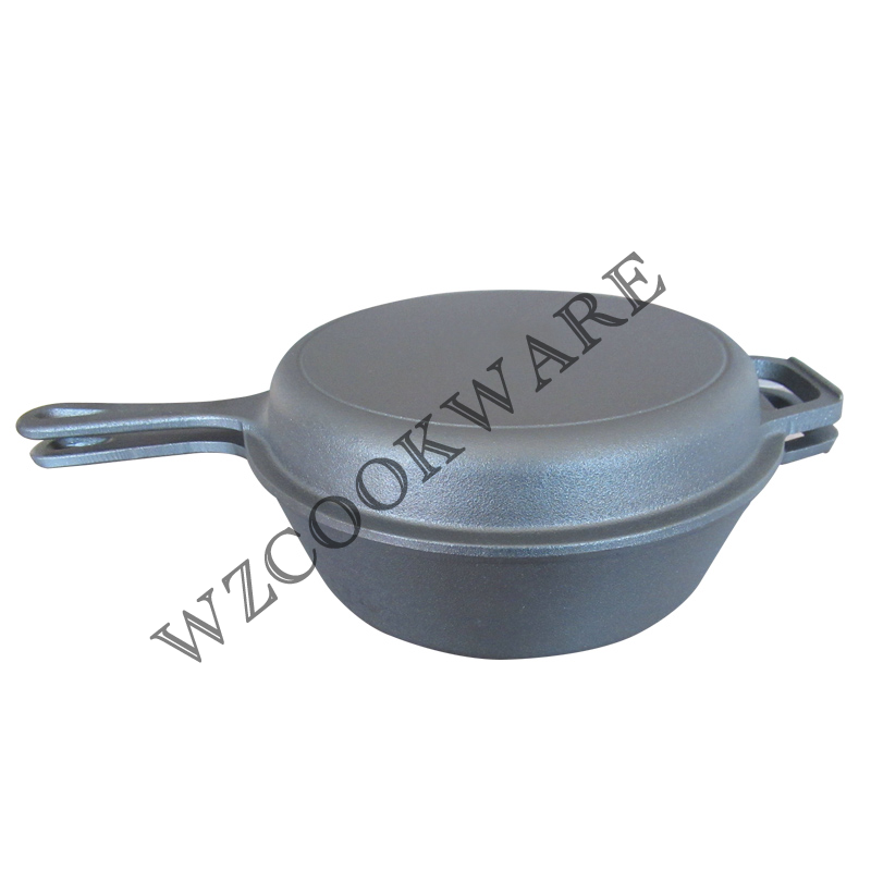 3 Quart, Pre-Seasoned 2-In-1 Cast Iron Multi-Cooker Heavy Duty Skillet and Lid Set